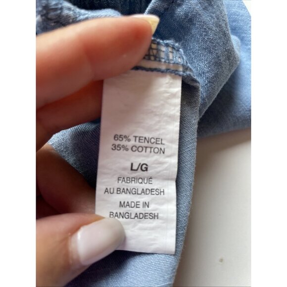 Y2K Babydoll Dress Jumper Size Large Blue Tencel Ruffles Tiered Boho Prairie - Picture 7 of 11